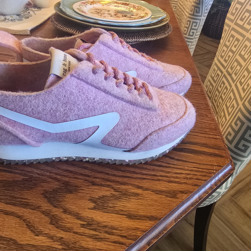 rag & bone Pink Wool Blend Athletic Sneakers with White Accents